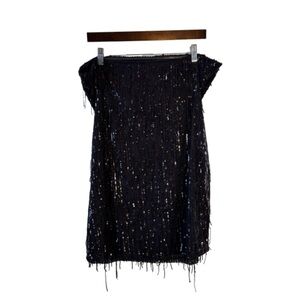Wild Fable Black Sequin Fringe Sweetheart Strapless Mini Dress